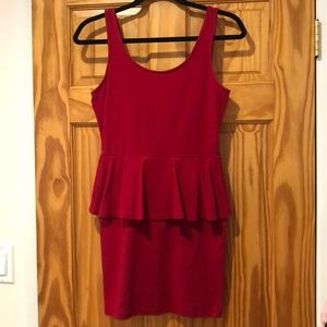 Red bodycon dress with peplum